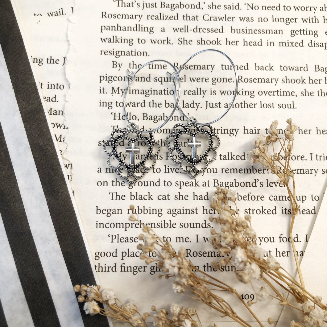 Delicate Cross Hoops